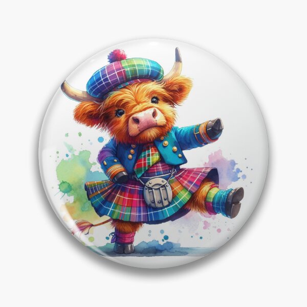 Item preview, Cute Tartan Army Scottish Highland Cow Highland Dancing Colorful Fun Watercolor designed and sold by MaedK.