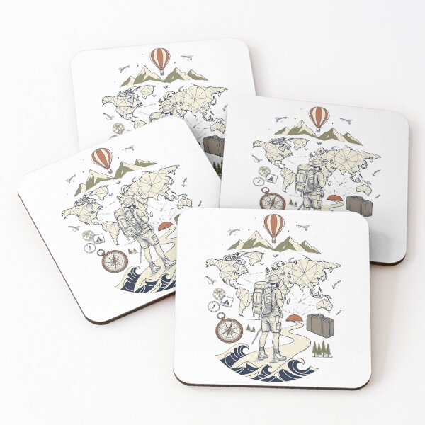 Item preview, Minimalist Vintage Traveler World Map Illustration designed and sold by ali prints.