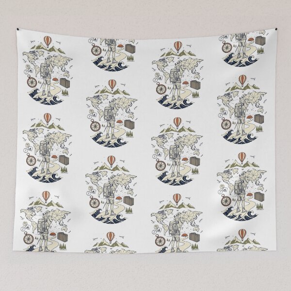 Item preview, Minimalist Vintage Traveler World Map Illustration designed and sold by ali prints.