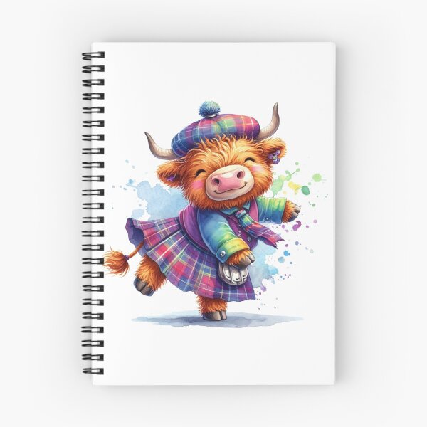 Item preview, Cute Tartan Army Scottish Highland Cow Highland Dancing Colorful Fun Watercolor designed and sold by MaedK.