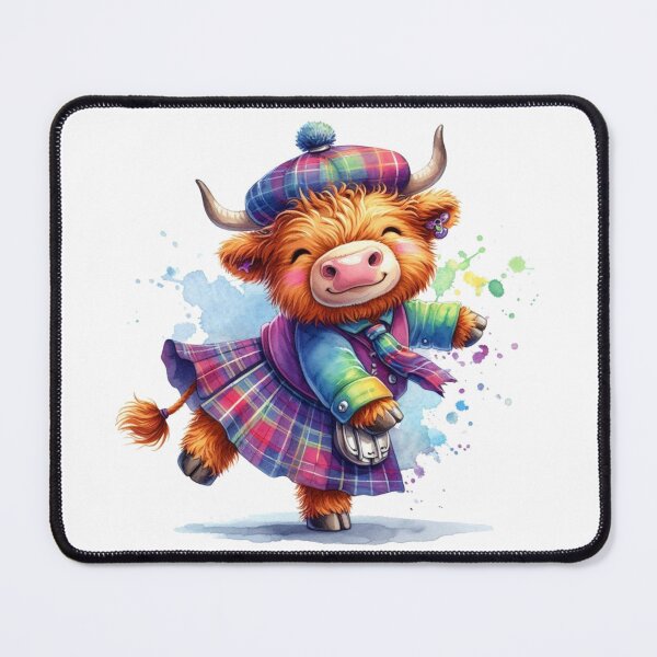 Item preview, Cute Tartan Army Scottish Highland Cow Highland Dancing Colorful Fun Watercolor designed and sold by MaedK.