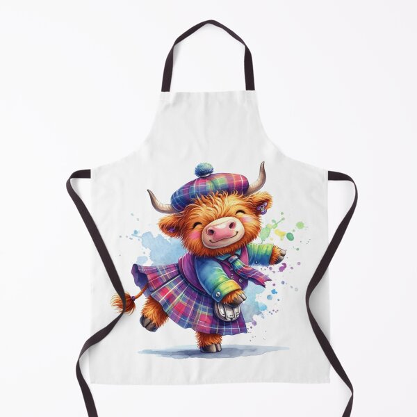 Item preview, Cute Tartan Army Scottish Highland Cow Highland Dancing Colorful Fun Watercolor designed and sold by MaedK.