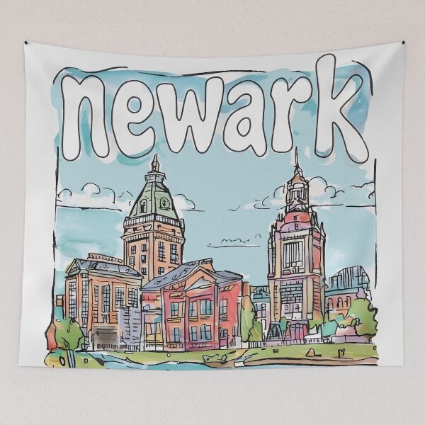 Item preview, Newark New Jersey Cute Pastel Skyline designed and sold by HowToCanadian.