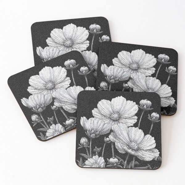 Item preview, Starlit Cosmos Garden – Monochrome Floral Print designed and sold by Soul Garden Studio.