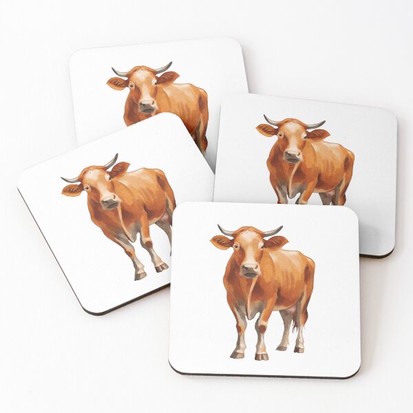 Item preview, Brown cow stands in a field under a clear sky during daytime while grazing on grass near the farm designed and sold by Ms. Iryna.