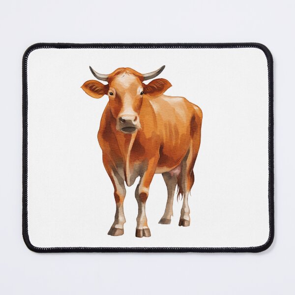 Item preview, Brown cow stands in a field under a clear sky during daytime while grazing on grass near the farm designed and sold by Ms. Iryna.