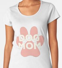 Camiseta premium de cuello ancho Letra de marfil con estampado de pata rosa para mamá de perro en estilo de renacimiento egipcio