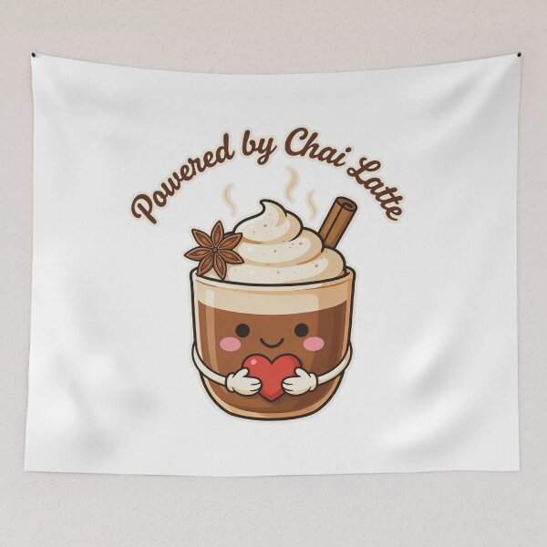 Item preview, Powered by Chai Latte – Cute Kawaii Chai Tea Lover Coffee Drink Design designed and sold by ArcticFoxStudio.