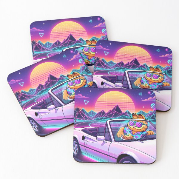 Item preview, Car Retro Neon Cyberpunk Cosmic Cat Lasagna Designs designed and sold by ART ATTACK ZONE.