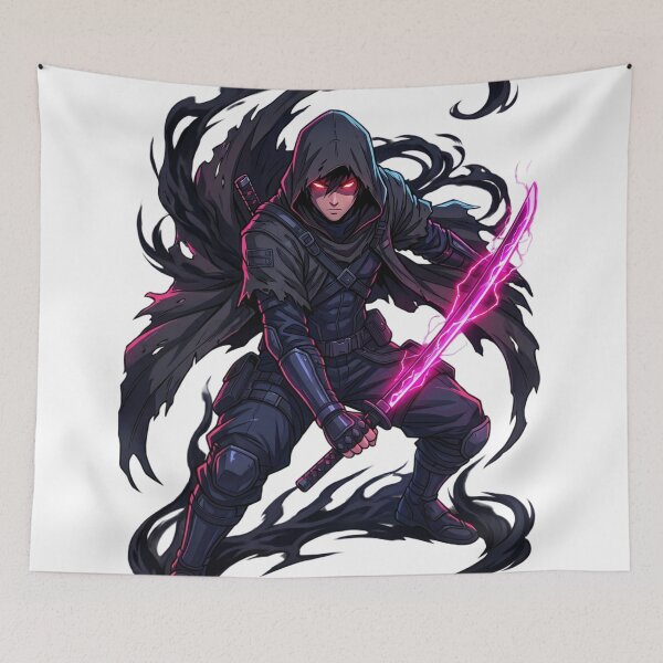 Item preview, Shadow Assassin Neon Katana – Dark Cyberpunk Anime Warrior 8K PNG Streetwear Art designed and sold by krishna-artdesigns.