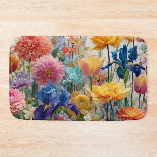 Item preview, Vibrant Cottage Garden Watercolor – Dahlia Iris and Ranunculus Botanical Art designed and sold by Soul Garden Studio.