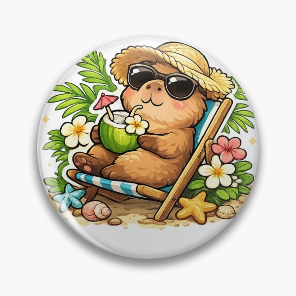 Item preview, Capybara Vacation Mode Cute Summer Kawaii Sticker designed and sold by LandlordsIndia.