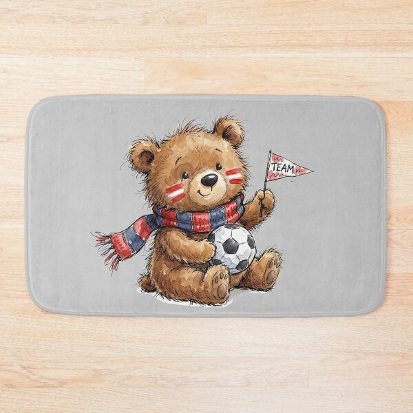 Item preview, Cute Watercolor Teddy Bear Soccer Fan with Team Flag Art designed and sold by BreezifyDesignStudio.