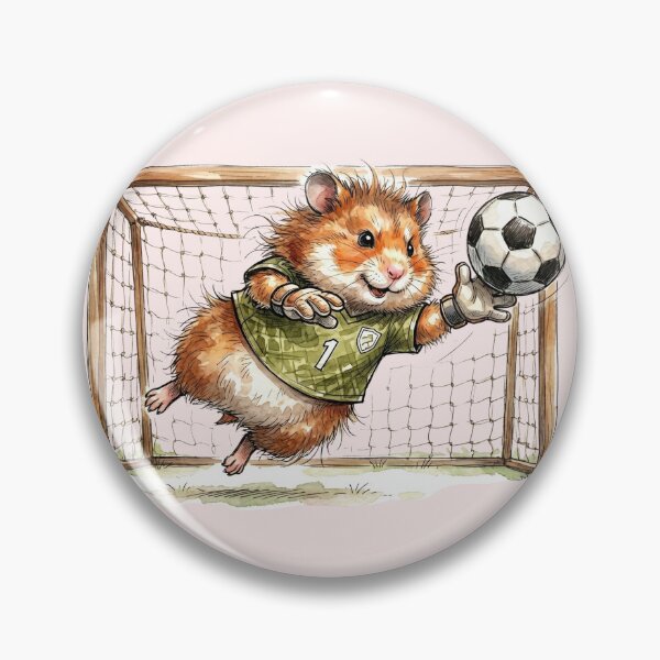 Item preview, Cute Watercolor Hamster Goalkeeper Diving Soccer Net Art designed and sold by BreezifyDesignStudio.