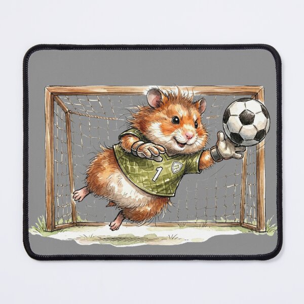 Item preview, Cute Watercolor Hamster Goalkeeper Diving Soccer Net Art designed and sold by BreezifyDesignStudio.