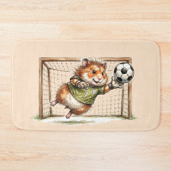 Item preview, Cute Watercolor Hamster Goalkeeper Diving Soccer Net Art designed and sold by BreezifyDesignStudio.