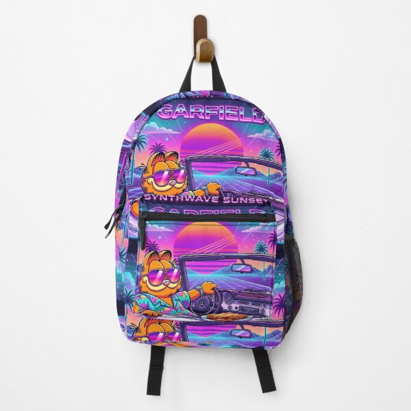 Item preview, Sunset Retro Neon Cyberpunk Cosmic Cat Lasagna Designs designed and sold by ART ATTACK ZONE.