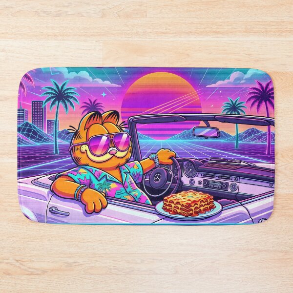 Item preview, Sunset Retro Neon Cyberpunk Cosmic Cat Lasagna Designs designed and sold by ART ATTACK ZONE.