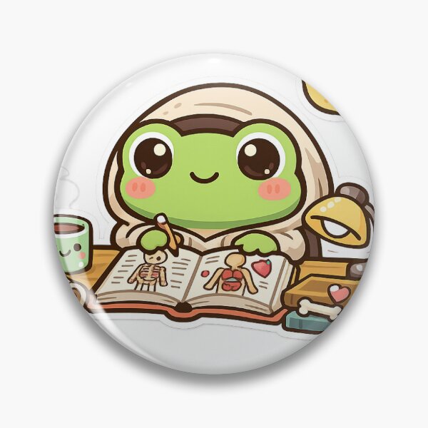 Item preview, Cozy Frog Medical Student Studying Anatomy at Midnight | Cute Kawaii Study Sticker designed and sold by SweetieMedArt.
