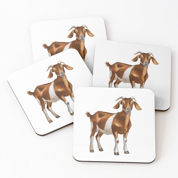 Item preview, Brown and white goat stands in a simple pose with a confident expression in a clear setting designed and sold by Ms. Iryna.