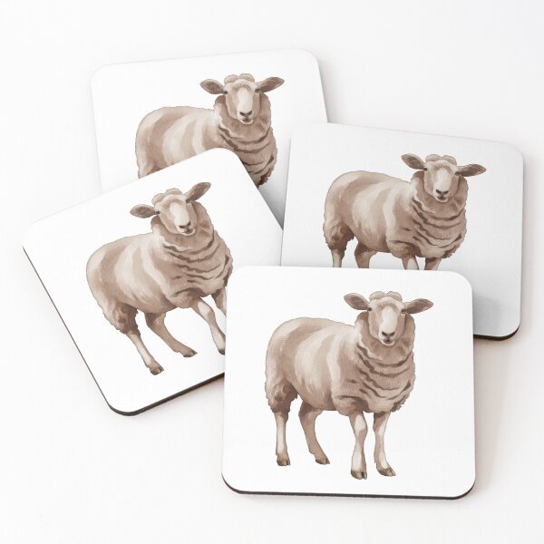 Item preview, Sheep standing in a field, looking towards the viewer in a calm setting during daylight designed and sold by Ms. Iryna.