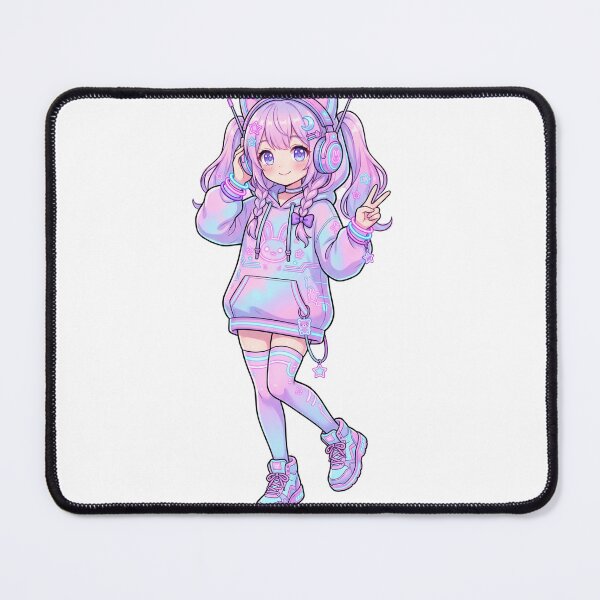 Item preview, Kawaii Anime Girl Neon Hoodie – Cute Cyberpunk Pastel Aesthetic 8K PNG Streetwear Art designed and sold by krishna-artdesigns.