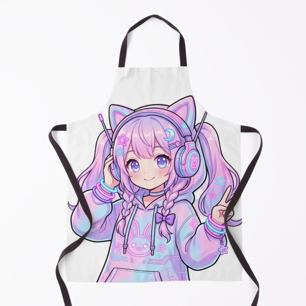 Item preview, Kawaii Anime Girl Neon Hoodie – Cute Cyberpunk Pastel Aesthetic 8K PNG Streetwear Art designed and sold by krishna-artdesigns.