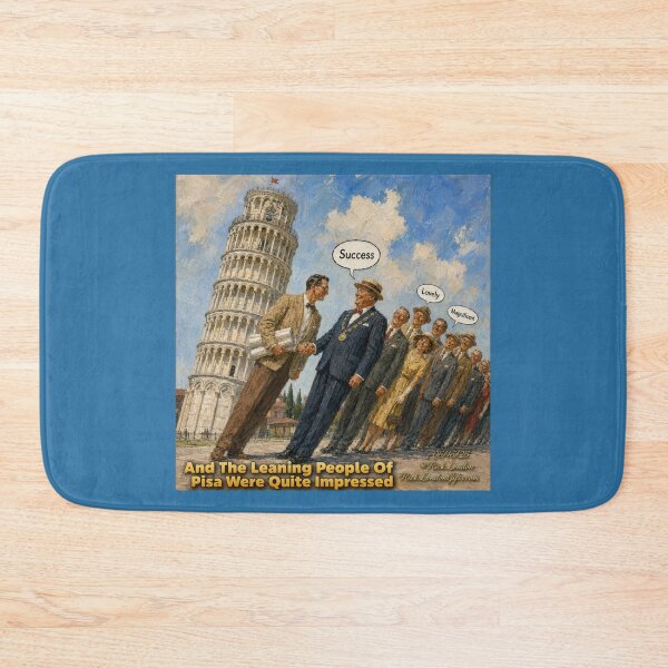 Item preview, The Leaning People of Pisa – Travel Humor Cartoon designed and sold by Rick London Gifts.