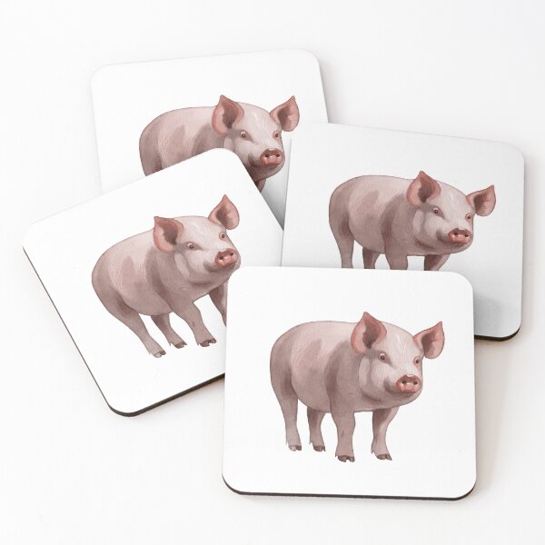 Item preview, Cute pig standing on a white background with its ears perked up and a curious expression designed and sold by Ms. Iryna.