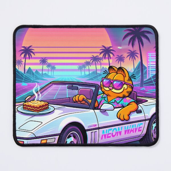 Item preview, VHS Retro Neon Cyberpunk Cosmic Cat Lasagna Designs designed and sold by ART ATTACK ZONE.