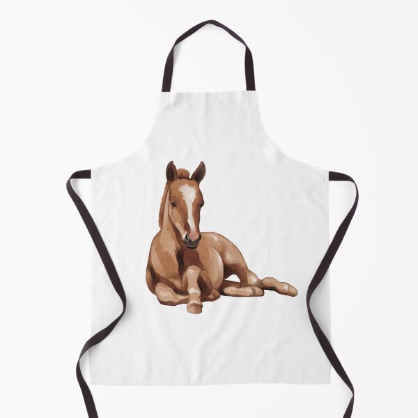 Item preview, Brown foal lying down in a relaxed position on a white background during daylight hours designed and sold by Ms. Iryna.