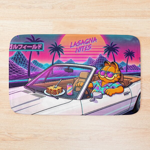 Item preview, Night Retro Neon Cyberpunk Cosmic Cat Lasagna Designs designed and sold by ART ATTACK ZONE.
