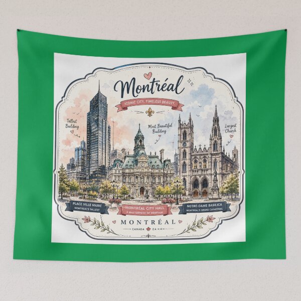 Item preview, Montreal Icons Stunning 3D Skyline Label   designed and sold by PaintMeWorld.