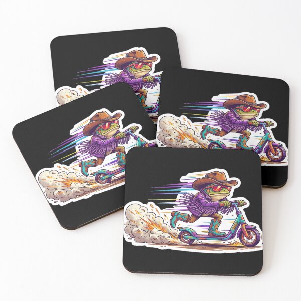Item preview, Vibrant 90s Cowboy Frog Riding Scooter Funny Country Toad Design. designed and sold by  BreedCraft Studio.