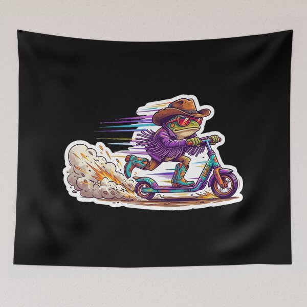 Item preview, Vibrant 90s Cowboy Frog Riding Scooter Funny Country Toad Design. designed and sold by  TrendForge.