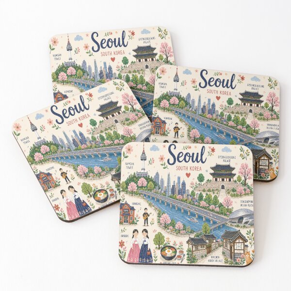 Item preview, Seoul South Korea City Illustration designed and sold by Soul Garden Studio.