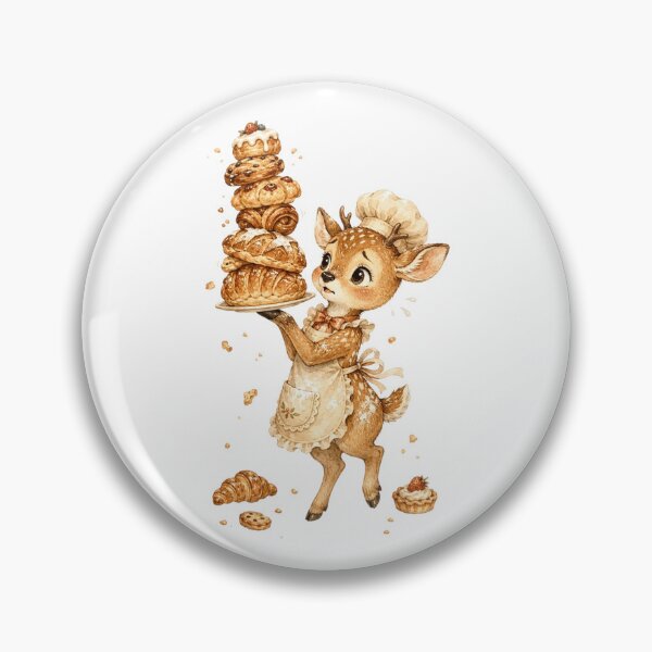 Item preview, Cute Deer Pastry Chef Croissant Tower Bakery Aesthetic designed and sold by AQUILAKREO.