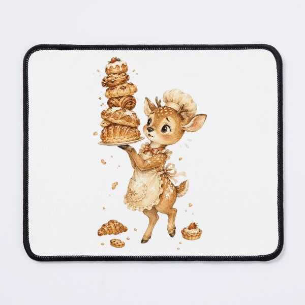 Item preview, Cute Deer Pastry Chef Croissant Tower Bakery Aesthetic designed and sold by AQUILAKREO.