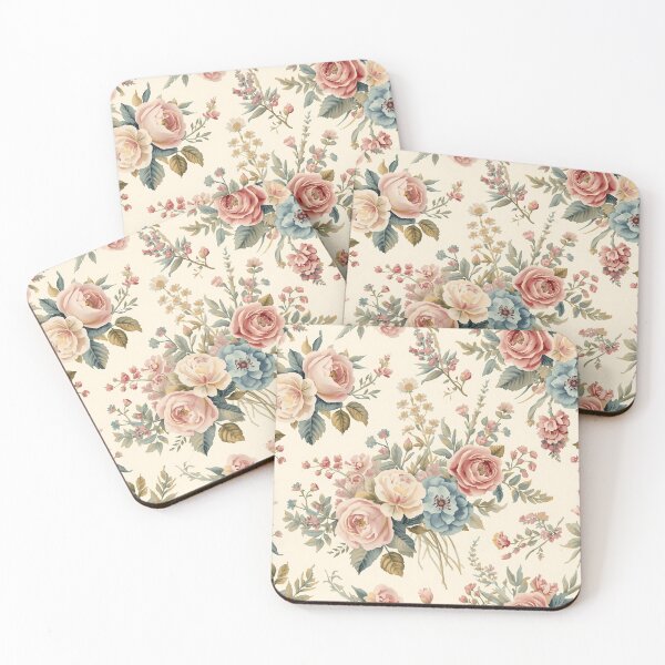 Item preview, Vintage Watercolor Floral Pattern – English Cottage Garden Pastel Roses Botanical Print designed and sold by Adhdbrainstudio.