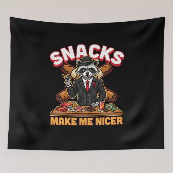 Item preview, Snacks Make Me Nicer Funny Raccoon Meme for Snack Lovers designed and sold by Redgiant87x.