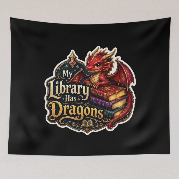 Item preview, My Library Has Dragons Fantasy Book Sticker  designed and sold by Sketchlegacy.