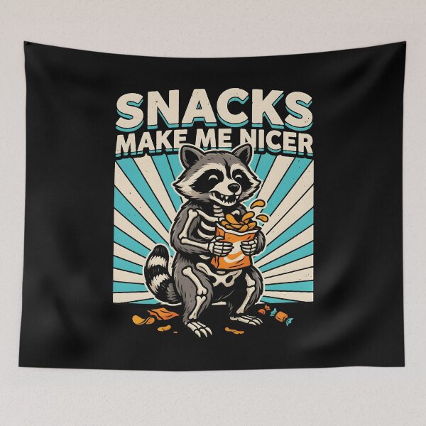 Item preview, Snacks Make Me Nicer Cute Raccoon Meme for Snack Lovers designed and sold by Redgiant87x.