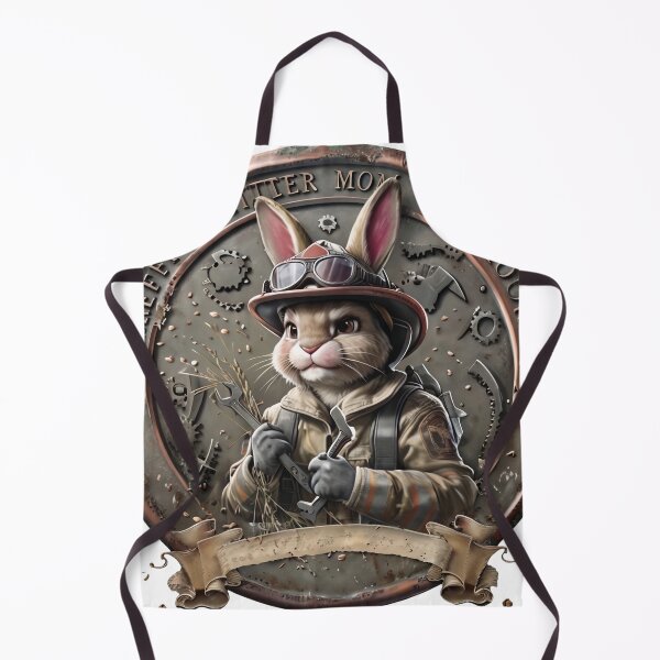 Item preview, Firefighter Mom Rabbit Steampunk Badge designed and sold by PawsRetroStudio.