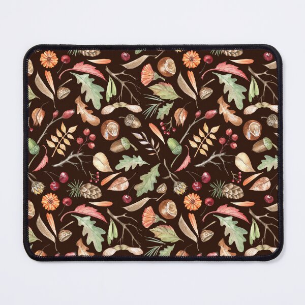 Item preview, Forest Themed Autumn Pattern on Chocolate-Brown designed and sold by Flowersforbear.