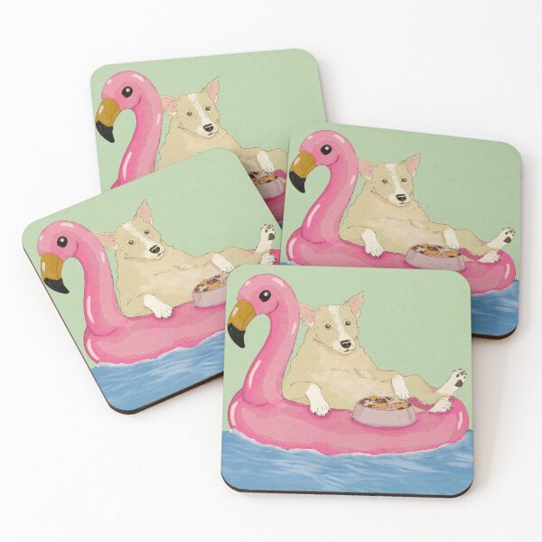 Item preview, Cute Dog In Flamingo Float designed and sold by ellealsopaints.