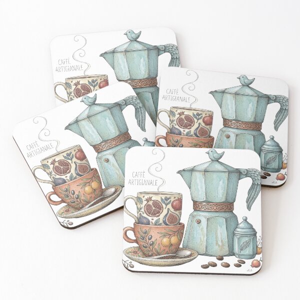 Item preview, Italian Craft Coffee Art - Vintage Moka Pot and Ceramic CupsDescription designed and sold by sanorastyle.