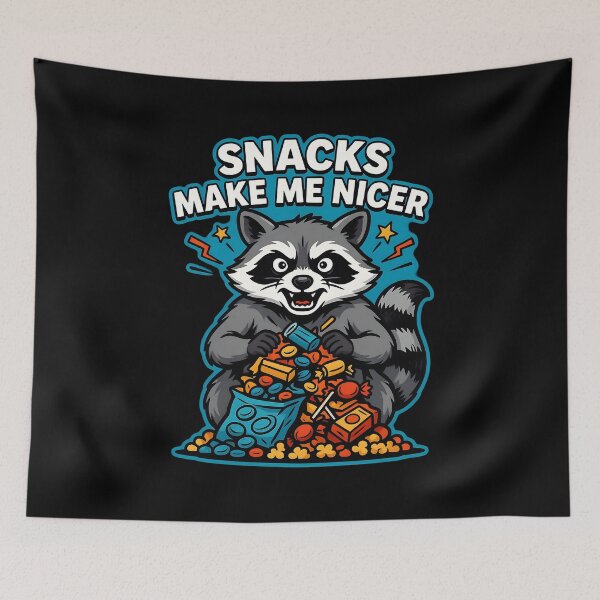 Item preview, Snacks Make Me Nicer Funny Raccoon Lovers for Foodies designed and sold by Redgiant87x.