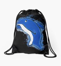 Dolphin cartoon glowing Art Drawstring Bag