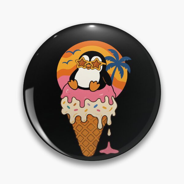 Item preview, Cool Penguin Ice Cream Retro Summer Groovy Beach Design designed and sold by Glotify.