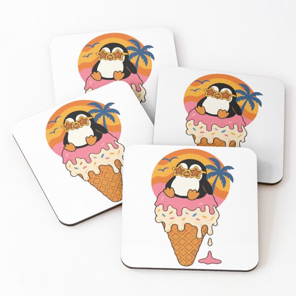 Item preview, Cool Penguin Ice Cream Retro Summer Groovy Beach Design designed and sold by Glotify.